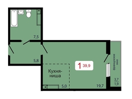 Продается 1-комнатная квартира ЖК КБС. Берег, дом 7 строение 6, 39.9  м&sup2;, 5980000 рублей