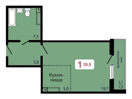 Продается 1-комнатная квартира ЖК КБС. Берег, дом 7 строение 6, 39.9  м&sup2;, 6200000 рублей