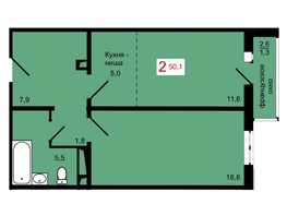 Продается 2-комнатная квартира ЖК КБС. Берег, дом 7 строение 2, 50.1  м&sup2;, 7150000 рублей