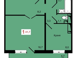 Продается 1-комнатная квартира ЖК КБС. Берег, дом 7 строение 2, 41.7  м&sup2;, 6650000 рублей