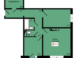Продается 2-комнатная квартира ЖК Мичурино, дом 4 стр 4, 60.2  м&sup2;, 7900000 рублей