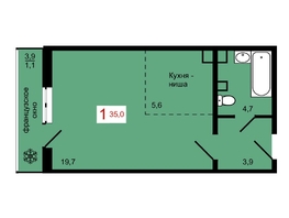 Продается 1-комнатная квартира ЖК Мичурино, дом 4 стр 4, 35  м&sup2;, 5000000 рублей