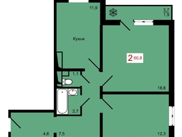 Продается 2-комнатная квартира ЖК Мичурино, дом 4 стр 4, 60.8  м&sup2;, 8200000 рублей