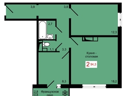 Продается 2-комнатная квартира ЖК Мичурино, дом 4 стр 4, 54.3  м&sup2;, 7800000 рублей