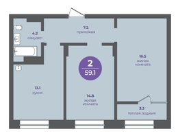 Продается 2-комнатная квартира ЖК Прогресс-квартал Перемены, дом 1, 59.1  м&sup2;, 9751500 рублей