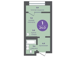 Продается 1-комнатная квартира ЖК Прогресс-квартал Перемены, дом 1, 24  м&sup2;, 4680000 рублей
