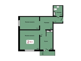 Продается 2-комнатная квартира ЖК Три слона, дом 1, 58.4  м&sup2;, 8242000 рублей