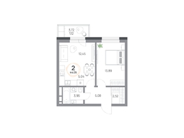 Продается 2-комнатная квартира ЖК Юдинский, дом 1.4, 44.05  м&sup2;, 6422490 рублей