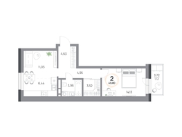Продается 2-комнатная квартира ЖК Юдинский, дом 1.4, 49.8  м&sup2;, 6862440 рублей