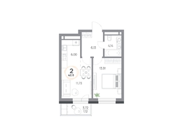 Продается 2-комнатная квартира ЖК Юдинский, дом 1.4, 42.12  м&sup2;, 6077916 рублей