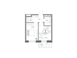 Продается 1-комнатная квартира ЖК Юдинский, дом 1.4, 38.15  м&sup2;, 5524120 рублей