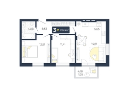 Продается 3-комнатная квартира ЖК Живём, Квартал 6.2, дом 2, 59.24  м&sup2;, 7493860 рублей