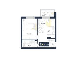 Продается 2-комнатная квартира ЖК Живём, Квартал 6.2, дом 2, 46.06  м&sup2;, 5932528 рублей