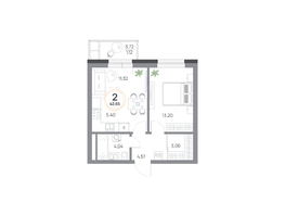 Продается 2-комнатная квартира ЖК Юдинский, дом 1.5, 42.65  м&sup2;, 5996590 рублей