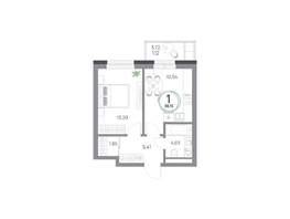 Продается 1-комнатная квартира ЖК Юдинский, дом 1.5, 38.15  м&sup2;, 5325740 рублей