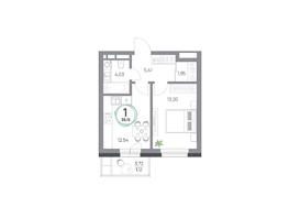 Продается 1-комнатная квартира ЖК Юдинский, дом 1.3, 38.15  м&sup2;, 5684350 рублей