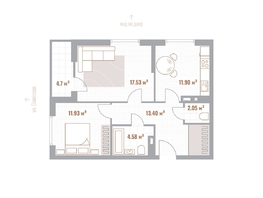 Продается 2-комнатная квартира ЖК Николаевские кварталы, 62.79  м&sup2;, 11616150 рублей