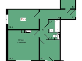 Продается 2-комнатная квартира ЖК КБС. Курчатова, дом 12.1, 57.5  м&sup2;, 8500000 рублей