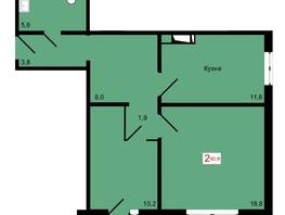 Продается 2-комнатная квартира ЖК КБС. Курчатова, дом 12.1, 60.9  м&sup2;, 8900000 рублей