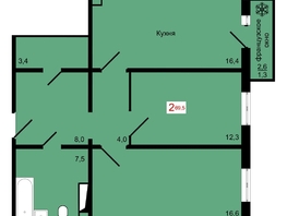 Продается 2-комнатная квартира ЖК КБС. Курчатова, дом 12.2, 69.5  м&sup2;, 9750000 рублей