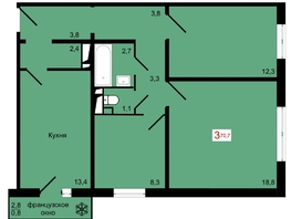 Продается 3-комнатная квартира ЖК КБС. Курчатова, дом 12.2, 70.7  м&sup2;, 10750000 рублей