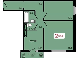 Продается 2-комнатная квартира ЖК КБС. Классика, дом 3, 54.6  м&sup2;, 8150000 рублей