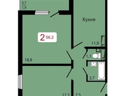Продается 2-комнатная квартира ЖК КБС. Берег, дом 7 строение 5, 56.2  м&sup2;, 8650000 рублей
