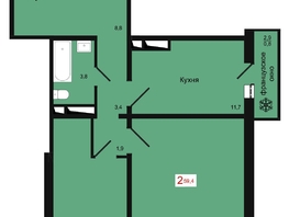 Продается 2-комнатная квартира ЖК КБС. Классика, дом 4, 59.4  м&sup2;, 8100000 рублей