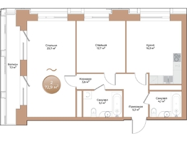 Продается 2-комнатная квартира ЖК Небо над Енисеем, 72.9  м&sup2;, 13851000 рублей