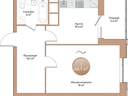 Продается 1-комнатная квартира ЖК Небо над Енисеем, 45.7  м&sup2;, 8865800 рублей