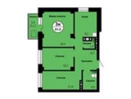 Продается 3-комнатная квартира ЖК Серебряный, дом 1 корпус 3, 62.3  м&sup2;, 9097357 рублей