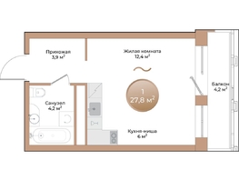 Продается Студия ЖК Небо над Енисеем, 27.8  м&sup2;, 6755400 рублей