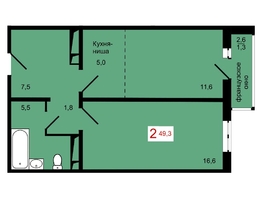 Продается 2-комнатная квартира ЖК КБС. Берег, дом 7 строение 2, 49.3  м&sup2;, 7400000 рублей