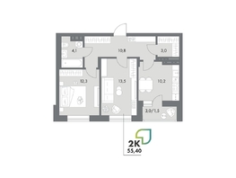 Продается 2-комнатная квартира ЖК Аллея Парк, 4 этап, 55.4  м&sup2;, 7756000 рублей