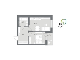 Продается Студия ЖК Аллея Парк, 4 этап, 43.9  м&sup2;, 6453300 рублей