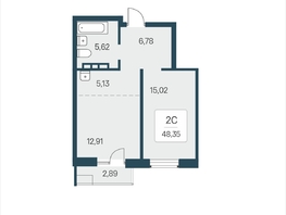 Продается 2-комнатная квартира ЖК Расцветай в Солнечном, дом 2, 48.35  м&sup2;, 6500000 рублей