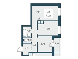 Продается 2-комнатная квартира ЖК Расцветай в Солнечном, дом 2, 57.98  м&sup2;, 8000000 рублей