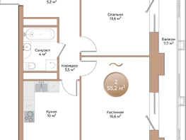 Продается 2-комнатная квартира ЖК Небо над Енисеем, 55.2  м&sup2;, 13855200 рублей