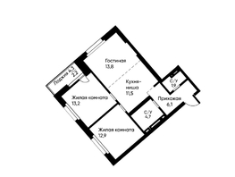 Продается 3-комнатная квартира ЖК Ранвэй, 65.8  м&sup2;, 11756618 рублей