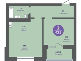 Продается 2-комнатная квартира ЖК Прогресс-квартал Перемены, дом 4, 43.3  м&sup2;, 7144500 рублей
