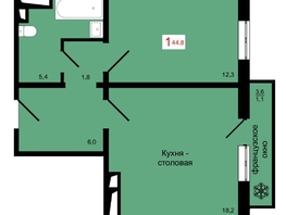 Продается 1-комнатная квартира ЖК КБС. Классика, дом 4, 44.8  м&sup2;, 6750000 рублей