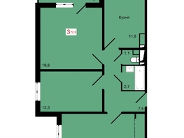 Продается 3-комнатная квартира ЖК КБС. Курчатова, дом 12.1, 72.5  м&sup2;, 10900000 рублей