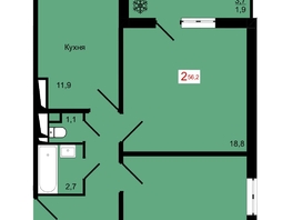 Продается 2-комнатная квартира ЖК КБС. Курчатова, дом 12.1, 56.2  м&sup2;, 8900000 рублей