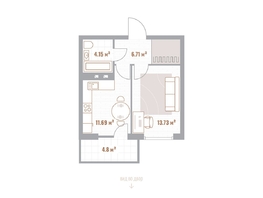 Продается 1-комнатная квартира  Николаевские кварталы, Воскресенский, 37.68  м&sup2;, 8478000 рублей