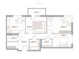 Продается 3-комнатная квартира  Николаевские кварталы, Воскресенский, 90.76  м&sup2;, 17516680 рублей