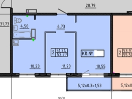 Продается 2-комнатная квартира ЖК Аринский, дом 3 корпус 1, 52.77  м&sup2;, 6332400 рублей