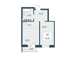 Продается 2-комнатная квартира ЖК Расцветай в Солнечном, дом 2, 48.35  м&sup2;, 6700000 рублей