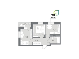 Продается 2-комнатная квартира ЖК Аллея Парк, 4 этап, 41.6  м&sup2;, 6822400 рублей