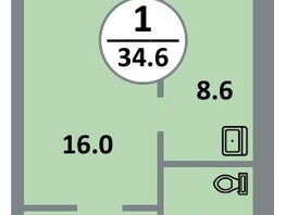 Продается 1-комнатная квартира ЖК Снегири, дом 8, 34.7  м&sup2;, 5230000 рублей