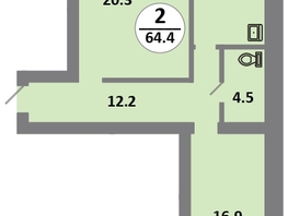 Продается 2-комнатная квартира ЖК Снегири, дом 11, 63  м&sup2;, 8010000 рублей